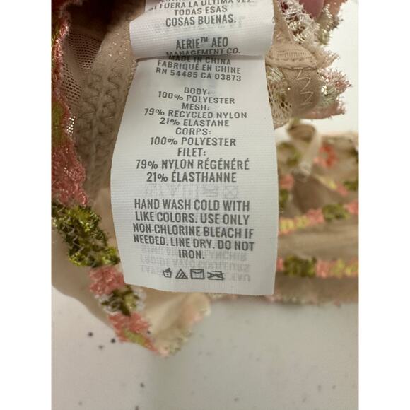 Aerie Women Medium Sandalwood Green Floral Lace Bralette Embroidery Mesh Unlined - Picture 8 of 9